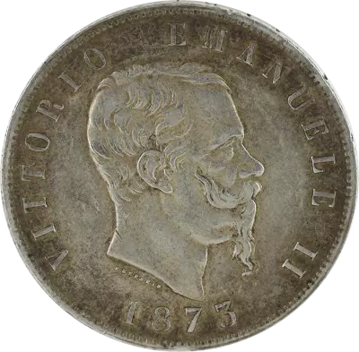 Italy 5 Lire Vittorio Emanuele II - 1873 M BN - Milan - Silver - KM.8.3
