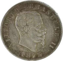 Italy 5 Lire Vittorio Emanuele II - 1873 M BN - Milan - Silver - KM.8.3