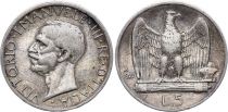 Italy 5 Lire Vittorio Emanuele III - 1927 R Roma - Silver