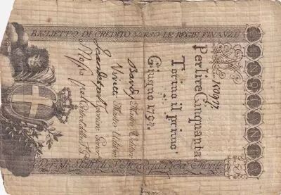Italy 50 Lire Regie Finanze Torino - Sardinia  - 01-06-1794