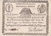 Italy 9 Paoli Repubblica Romana - 1798
