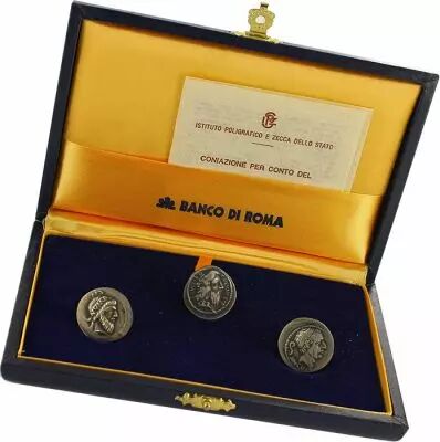 Italy Banco di Roma - 3 Denarius Gaio Memmio - Gneo Calpurnio - Lucio Marcio Filippo - Silver - 1986