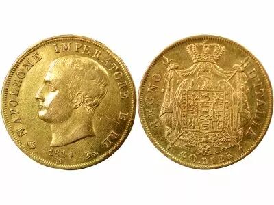 Italy Napoleon I - 40 Gold Lire - 1814 M Milan