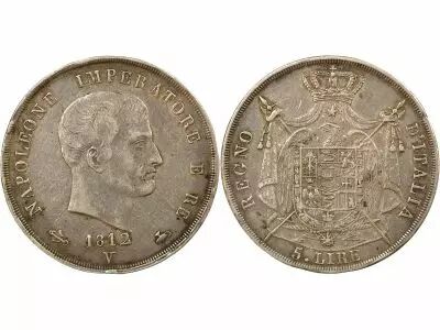 Italy Napoleon I - 5 Silver Lire - 1812 B Venice