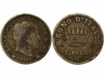 Italy Napoleon I - 5 Silver Soldi - 1811/0 M Milan
