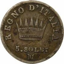 Italy Napoleon I - 5 Silver Soldi - 1811/0 M Milan