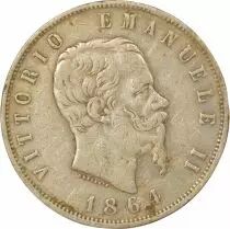 Italy Victor Emmanuel II - 5 Silver Lire - 1864 N Naples