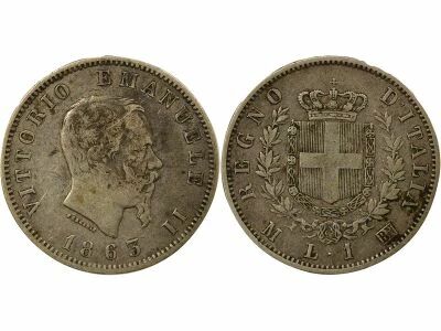 Italy Vittorio Emanuele II - Silver Lire - 1863 M Milan