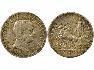 Italy Vittorio Emanuele III - 2 Silver Lira - 1915 R Rome