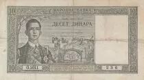 Iugoslavia 10 Dinara - King Peter II - 22-09-1939 - Serial O.1011