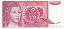 Iugoslavia 10 Dinara - Young girl - 1990 - Serial AA - P.103