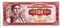 Iugoslavia 100 Dinara  - Young woman, Dubrovnik - 1955 AF