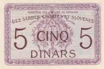 Iugoslavia 5 Dinars - Homme casqu&eacute; - Sp&eacute;cimen annul&eacute; - ND (1919) - P.16s
