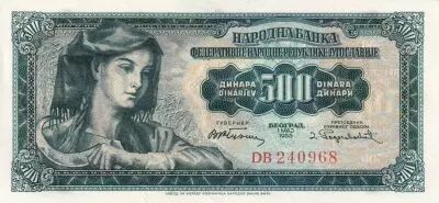 Iugoslavia 500 Dinara  - Farm Woman - 1955 - S�rie DB
