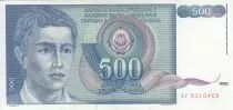 Iugoslavia 500 Dinara - Young man - Arms - 1990