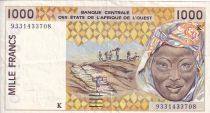 Ivory Coast 1000 Francs - Woman- Letter K (Senegal) 1993 - P.711Kc