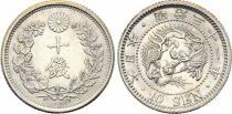 Japan 10 Sen - Dragon - Meiji Year 31 - 1898 - Silver