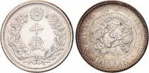 Japan 10 Sen - Dragon - Meiji Year 32 - 1899 - Silver