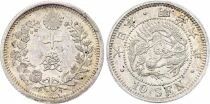 Japan 10 Sen - Dragon - Meiji Year 6 - 1873 - Silver