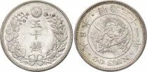 Japan 50 Sen - Dragon - Meiji Year 31 - 1898 - Silver