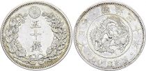 Japan 50 Sen Dragon - 1897 Meiji Year 30 - Silver