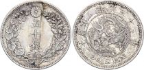 Japan 50 Sen Dragon - 1899 Meiji Year 32 - Silver