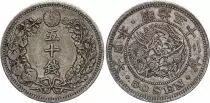 Japan 50 Sen Dragon - 1899 Meiji Year 32 - Silver