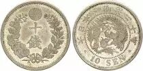Japon 10 Sen, Fleur - Dragon - Ere Meiji (1873-1906) - Argent