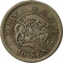 Japon Meiji - 10 Sen Argent, Dragon - An 6 (1873)