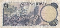 Jersey 1 Pound - Elisabeth II - Bataille de Jersey - ND (1976-1988) - P.11a