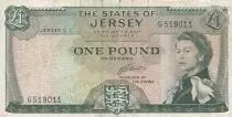 Jersey 1 Pound - Elisabeth II - Chateau de Mont Orgueil - 1963 - P.8b