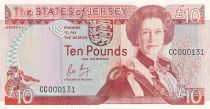Jersey 10 Pounds - Elizabeth II - ND (1989) - Serial CC - Low serial - P.17