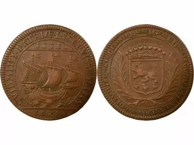 Jeton France 1 token Copper Louis Charette 1675 T Nantes