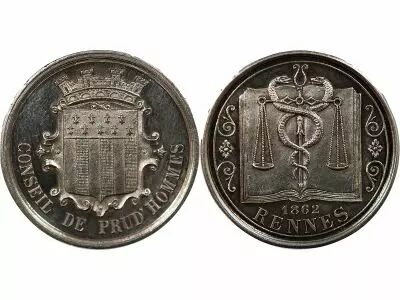 Jeton France 1 token Silver poin�on Abeille (apr�s 1860-1879) 9 Rennes