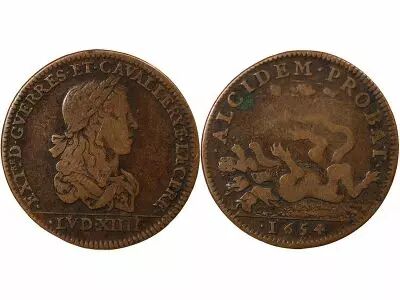 Jeton Francia 1 token Cobre Louis XIV 1654