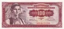 Jugoslawien 100 Dinara  - Woman wearing national costume  l- 1955 - Serial XD