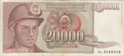 Jugoslawien 20000 dinara - Miner - Armoireries - 1987