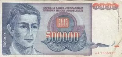 Jugoslawien 500 000 Dinara - Young man - Arms - 1993