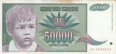 Jugoslawien 50000 dinara - Children and Fower- 1992
