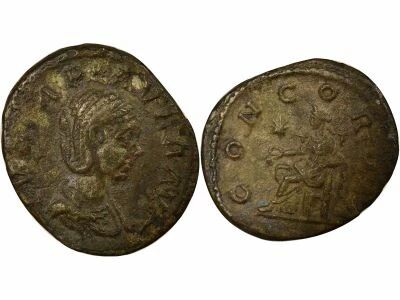 Julia Cornelia Paula - Denarius, Seated Concordia - 220 Rome