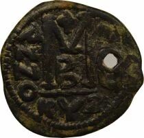Justinian I - Follis, 2nd Type - Year 25 (551 / 552) Cyzicus, pierced