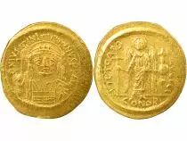 Justinian I - Gold Solidus, Facing Bust - 545 / 565 Constantinople