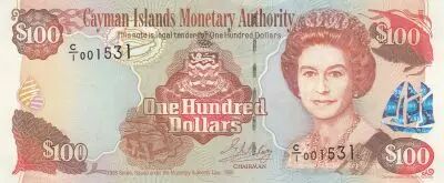 Kaimaninseln 100 Dollars 1998 - Elizabeth II, harbor view - Serial C1