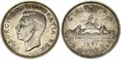 Kanada 1 Dollar,  George VI - 1951