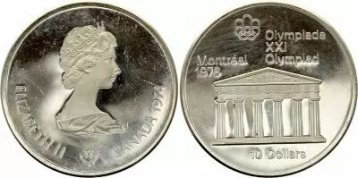 Kanada 10 Dollars, JO de Montr�al 1976 -Temple de Zeus (JO) - 1974 PROOF