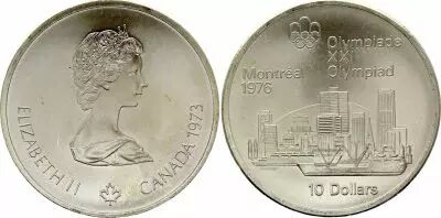 Kanada 10 Dollars, Olympics games Montreal 1976 - Silver D�me Montr�al (JO) -1973