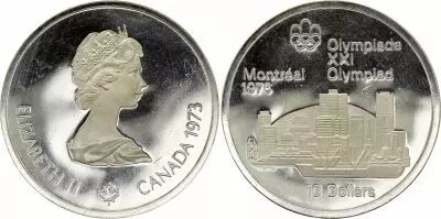Kanada 10 Dollars, Olympics games Montreal 1976 - Silver D�me Montr�al (JO) -1973 PROOF