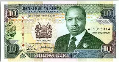 Kenia 10 Shillings  - Daniel Toroitich Arap Moi -1989
