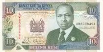 Kenya 10 Shillings - Kenyatta - Arms - 1993 - Serial AW - P.24e
