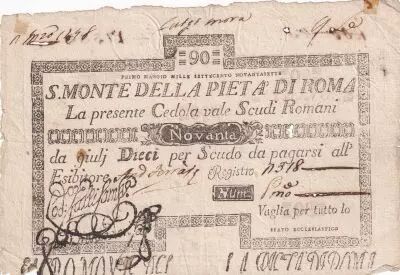 Kirchenstaat 90 Scudi - Monte della Pieta Di Roma - 1797